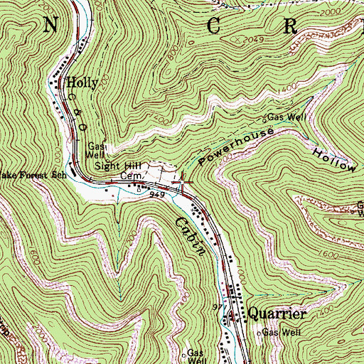Topographic Map of Powerhouse Hollow, WV