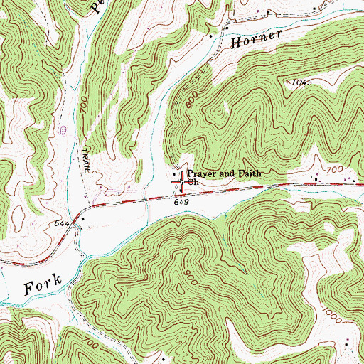 Topographic Map of Prayer and Faith Church, WV