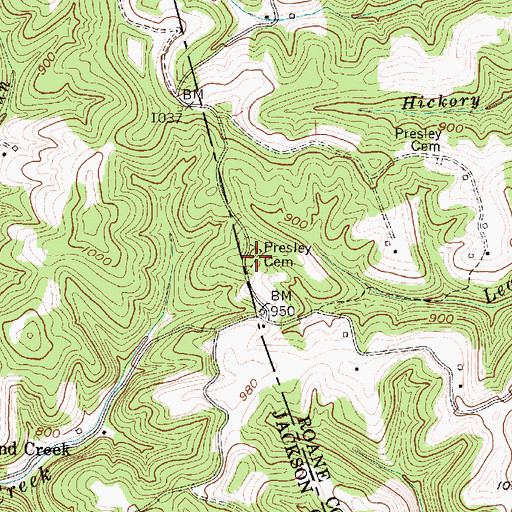 Topographic Map of Presley Cemetery, WV