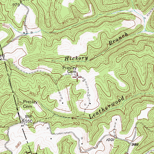 Topographic Map of Presley Cemetery, WV