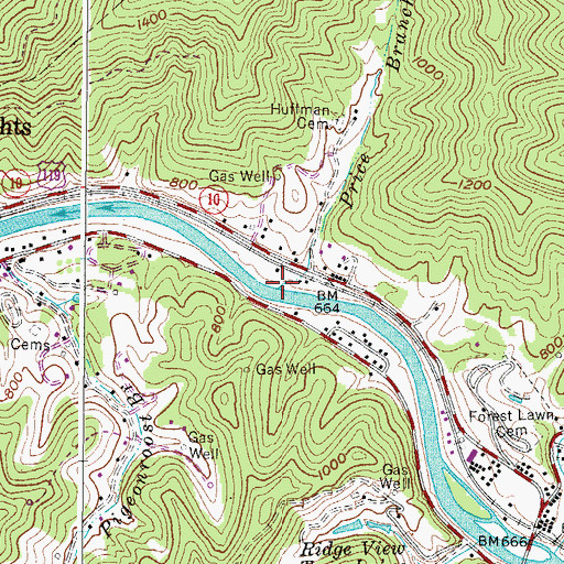 Topographic Map of Price Branch, WV