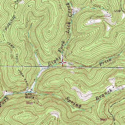 Topographic Map of Price Branch, WV