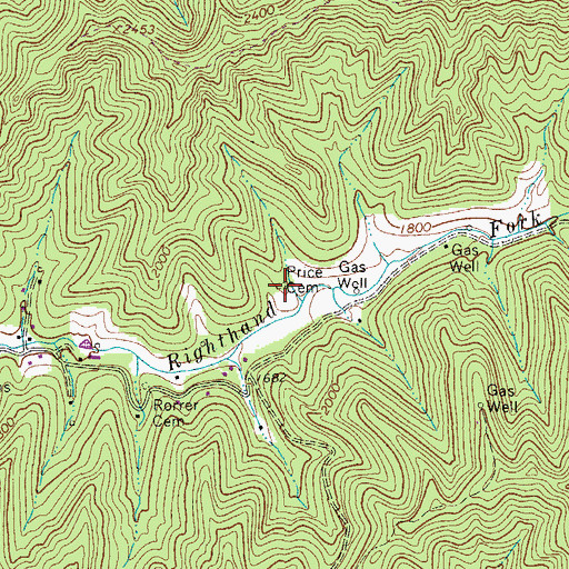Topographic Map of Price Cemetery, WV