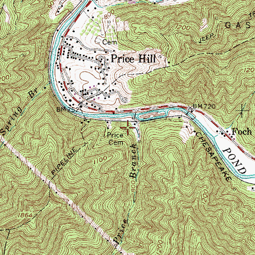 Topographic Map of Price Cemetery, WV