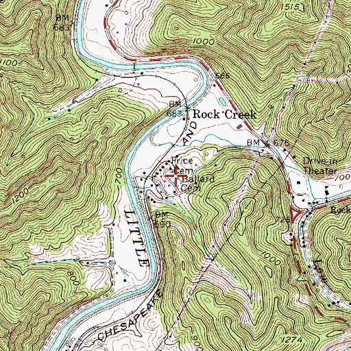 Topographic Map of Price Cemetery, WV