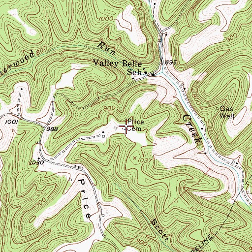 Topographic Map of Price Cemetery, WV