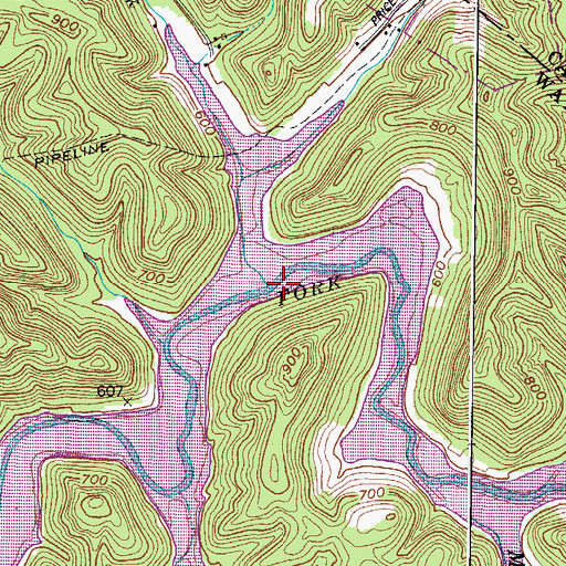 Topographic Map of Price Creek, WV