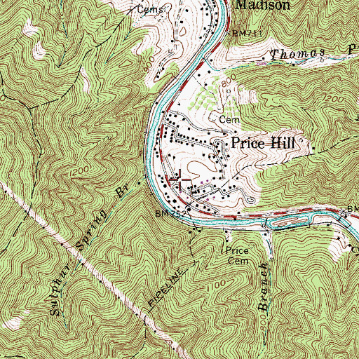 Topographic Map of Price Hill, WV