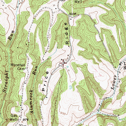 Topographic Map of Price Ridge, WV
