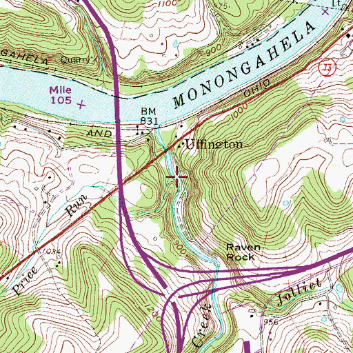 Topographic Map of Price Run, WV