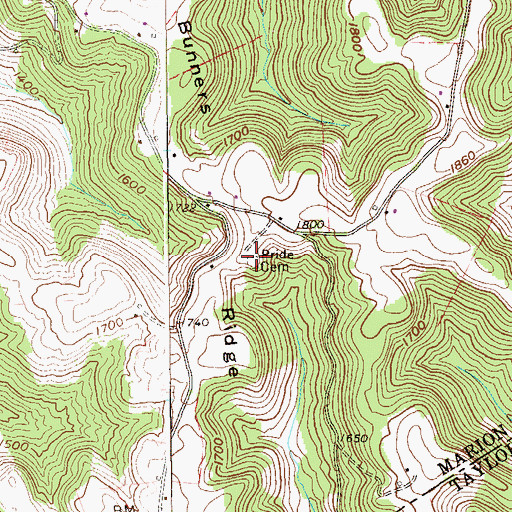 Topographic Map of Pride Cemetery, WV