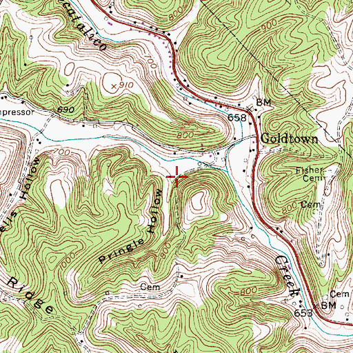 Topographic Map of Pringle Hollow, WV