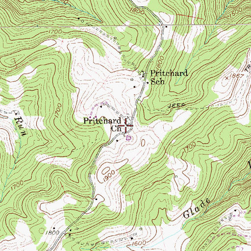 Topographic Map of Pritchard School (historical), WV