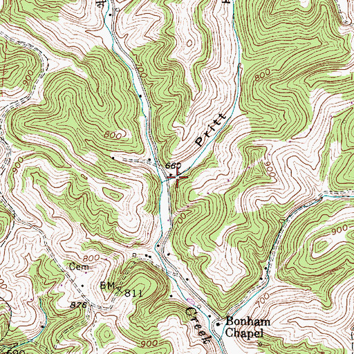 Topographic Map of Pritt Hollow, WV