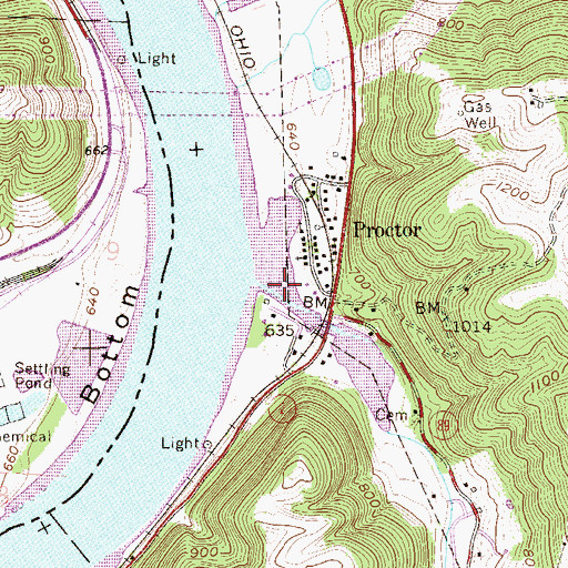 Topographic Map of Proctor Creek, WV