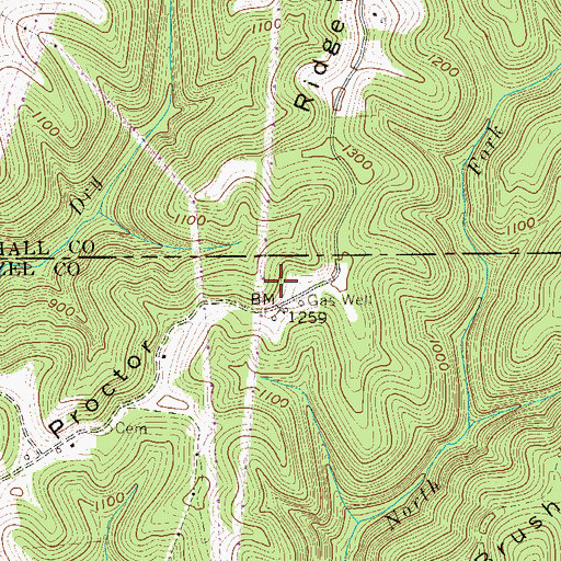 Topographic Map of Proctor Ridge, WV
