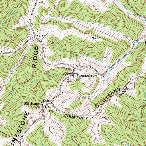Topographic Map of Prosperity Church, WV