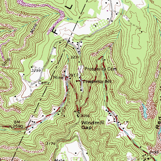 Topographic Map of Prosperity School (historical), WV