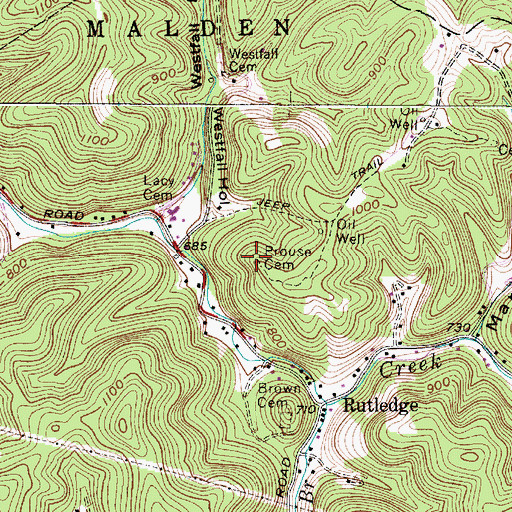 Topographic Map of Prouse Cemetery, WV