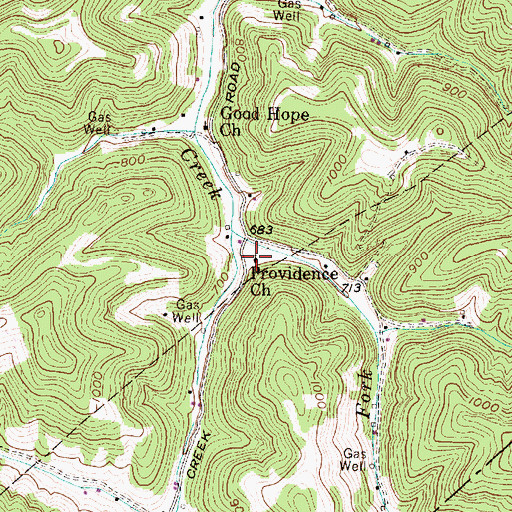 Topographic Map of Providence Church, WV