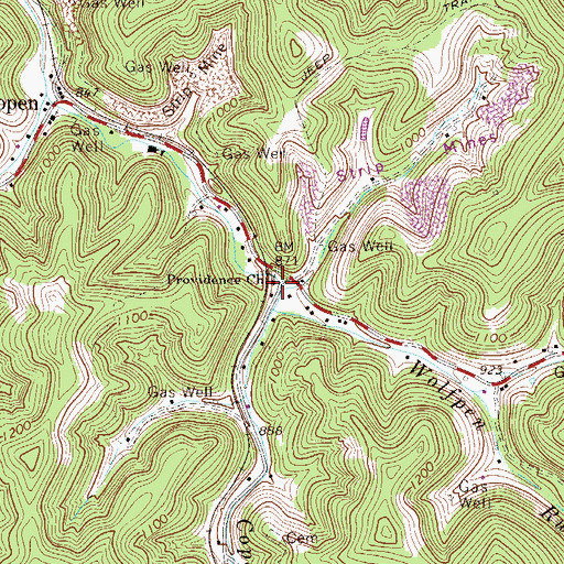 Topographic Map of Providence Church, WV