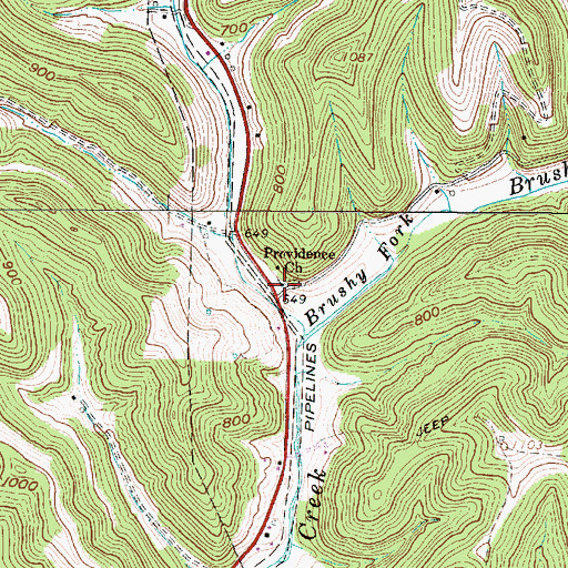Topographic Map of Providence Church, WV