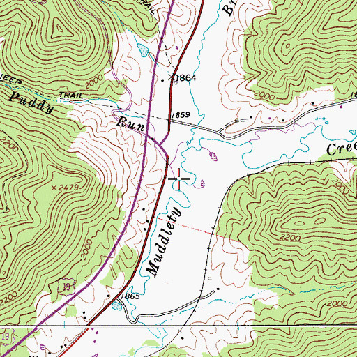 Topographic Map of Puddy Run, WV