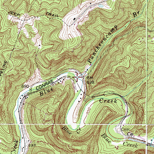 Topographic Map of Puncheoncamp Branch, WV