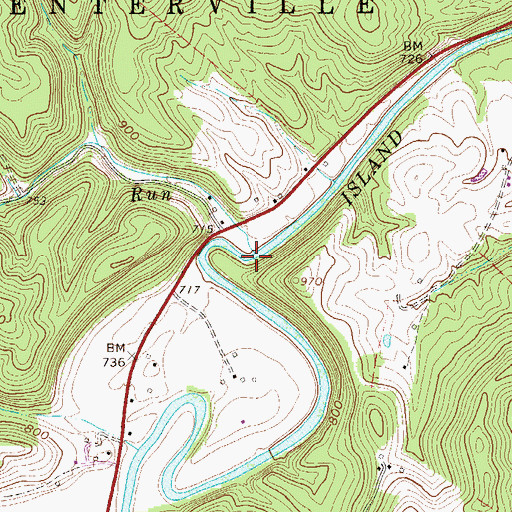 Topographic Map of Purgatory Run, WV