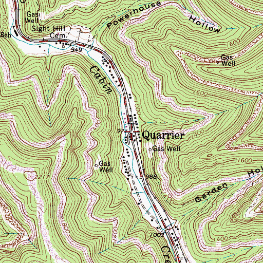 Topographic Map of Quarrier, WV