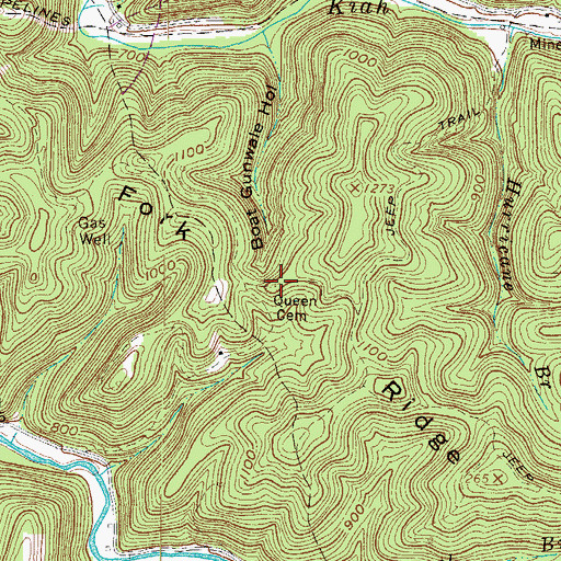 Topographic Map of Queen's Ridge Cemetery, WV