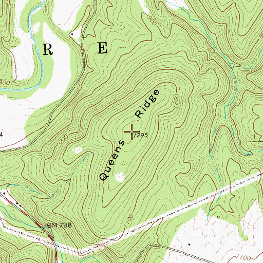 Topographic Map of Queens Ridge, WV