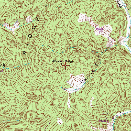 Topographic Map of Queens Ridge Church, WV