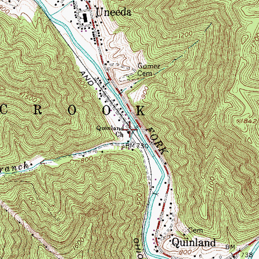 Topographic Map of Quinland Church, WV