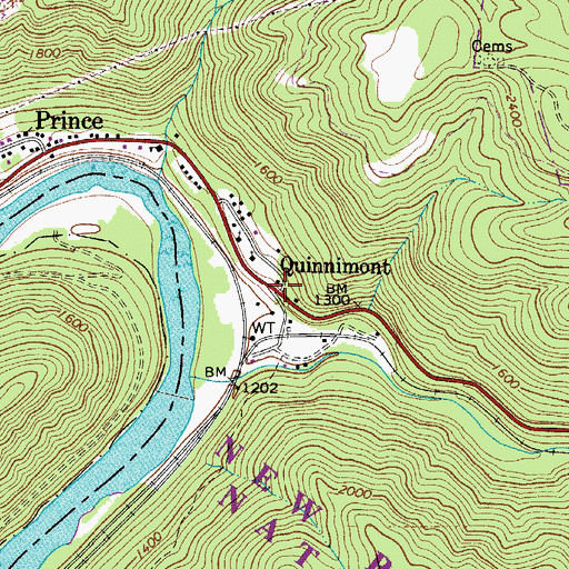 Topographic Map of Quinnimont, WV