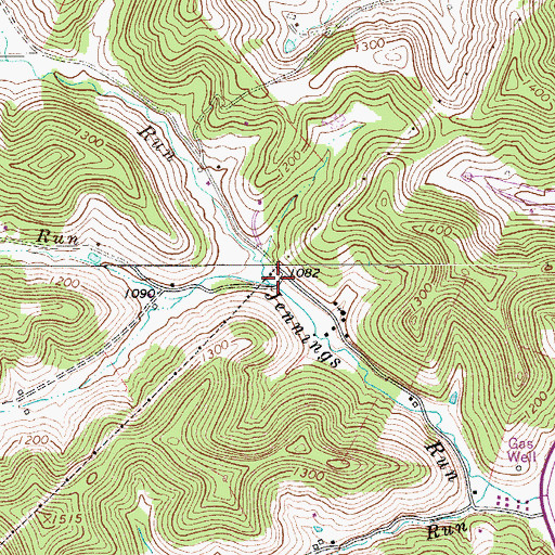 Topographic Map of Raccoon Run, WV