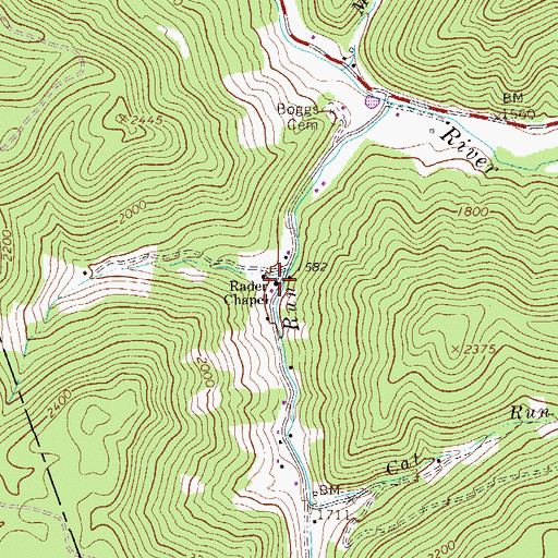 Topographic Map of Rader Chapel, WV