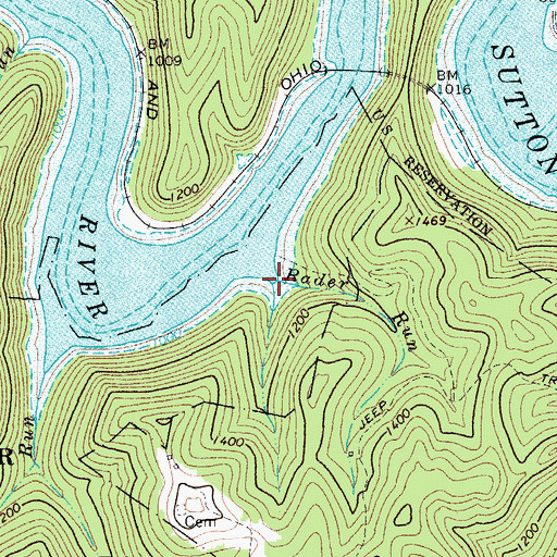 Topographic Map of Rader Run, WV
