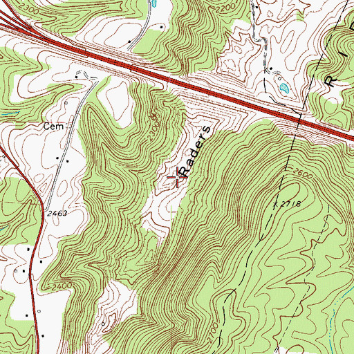 Topographic Map of Raders Valley, WV