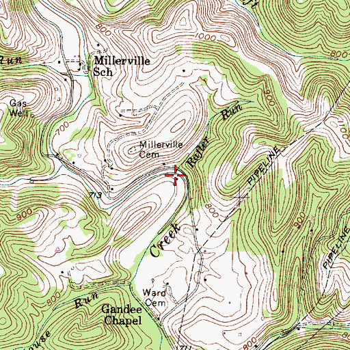 Topographic Map of Rafter Run, WV