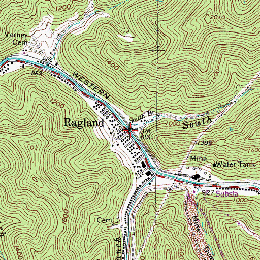 Topographic Map of Ragland, WV