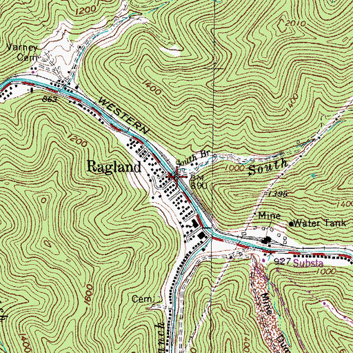 Topographic Map of Ragland, WV