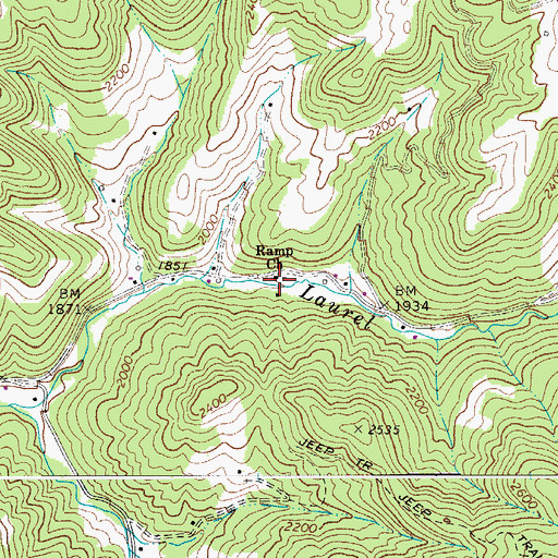 Topographic Map of Ramp Church, WV