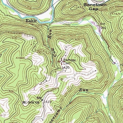 Topographic Map of Ramsey Cemetery, WV