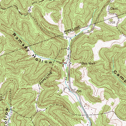 Topographic Map of Ramsey Hollow, WV