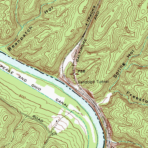 Topographic Map of Randolph Tunnel, WV