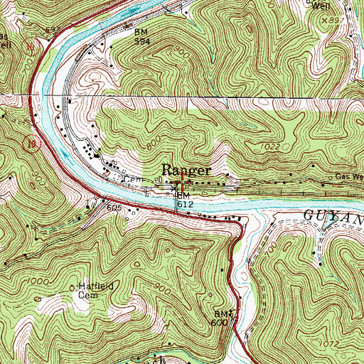 Topographic Map of Ranger, WV