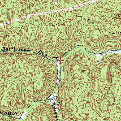 Topographic Map of Rattlesnake Run, WV