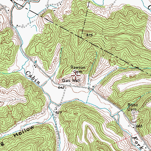 Topographic Map of Rawson Cemetery, WV