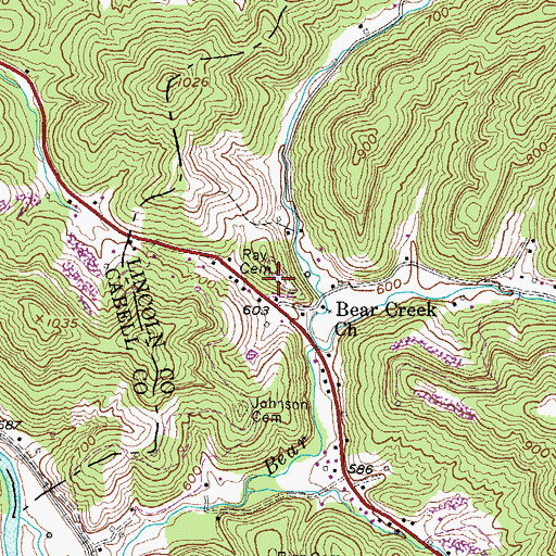 Topographic Map of Ray Cemetery, WV